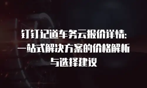 钉钉记道车务云报价详情：一站式解决方案的价格解析与选择建议