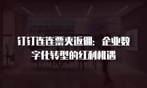 钉钉连连票夹返佣：企业数字化转型的红利机遇
