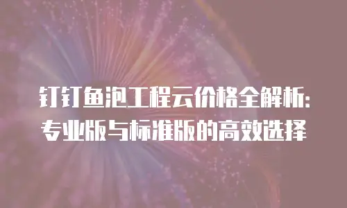钉钉鱼泡工程云价格全解析：专业版与标准版的高效选择