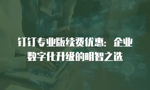 钉钉专业版续费优惠：企业数字化升级的明智之选