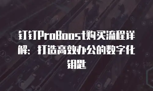 钉钉ProBoost购买流程详解：打造高效办公的数字化钥匙