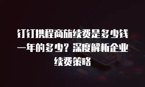 钉钉携程商旅续费是多少钱一年的多少？深度解析企业续费策略