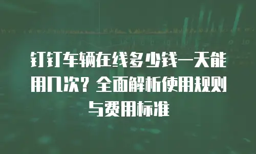 钉钉车辆在线多少钱一天能用几次？全面解析使用规则与费用标准