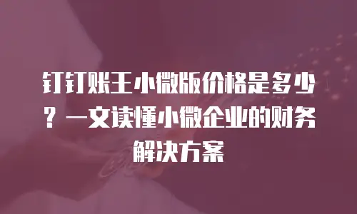 钉钉账王小微版价格是多少？一文读懂小微企业的财务解决方案