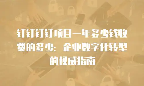 钉钉钉钉项目一年多少钱收费的多少：企业数字化转型的权威指南