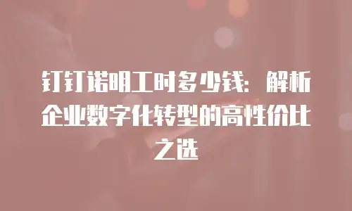 钉钉诺明工时多少钱：解析企业数字化转型的高性价比之选