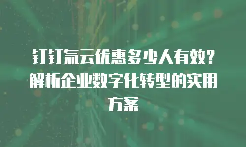 钉钉氚云优惠多少人有效？解析企业数字化转型的实用方案