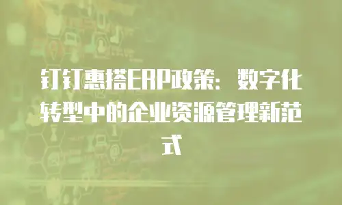 钉钉惠搭ERP政策：数字化转型中的企业资源管理新范式