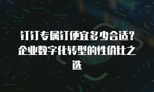 钉钉专属钉便宜多少合适？企业数字化转型的性价比之选