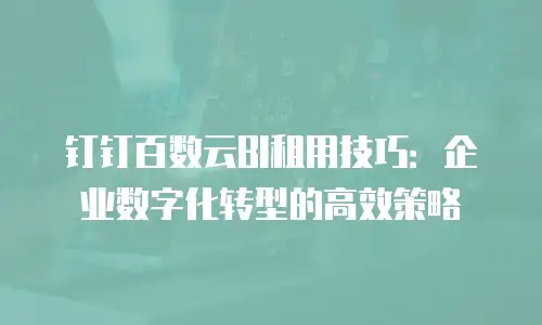 钉钉百数云BI租用技巧：企业数字化转型的高效策略