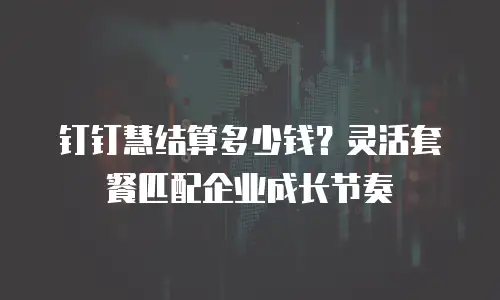 钉钉慧结算多少钱？灵活套餐匹配企业成长节奏