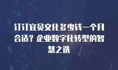 钉钉宜员文化多少钱一个月合适？企业数字化转型的智慧之选