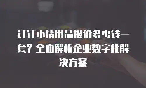 钉钉小猪用品报价多少钱一套？全面解析企业数字化解决方案