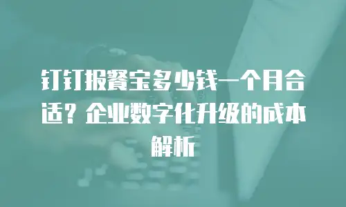 钉钉报餐宝多少钱一个月合适？企业数字化升级的成本解析