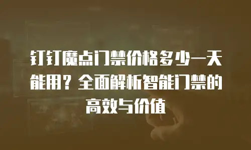钉钉魔点门禁价格多少一天能用？全面解析智能门禁的高效与价值