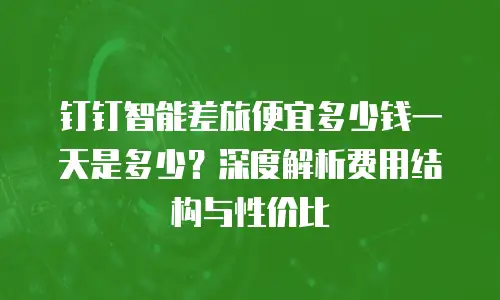 钉钉智能差旅便宜多少钱一天是多少？深度解析费用结构与性价比