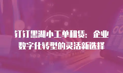 钉钉黑湖小工单租赁：企业数字化转型的灵活新选择