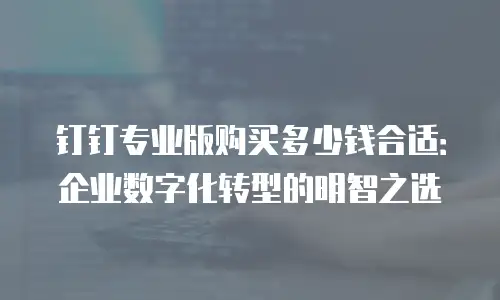 钉钉专业版购买多少钱合适：企业数字化转型的明智之选