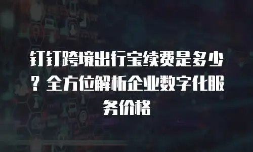 钉钉跨境出行宝续费是多少？全方位解析企业数字化服务价格
