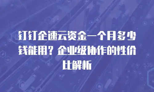 钉钉企速云资金一个月多少钱能用？企业级协作的性价比解析