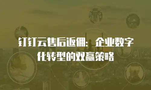 钉钉云售后返佣：企业数字化转型的双赢策略