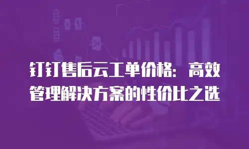 钉钉售后云工单价格：高效管理解决方案的性价比之选