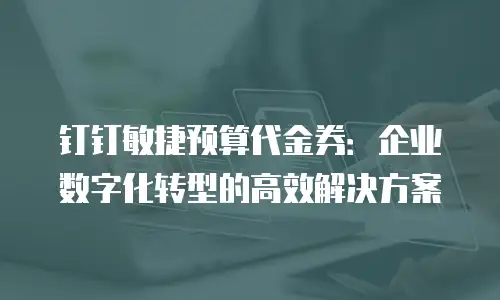 钉钉敏捷预算代金券：企业数字化转型的高效解决方案