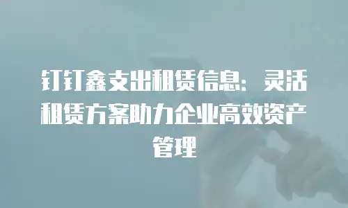 钉钉鑫支出租赁信息：灵活租赁方案助力企业高效资产管理