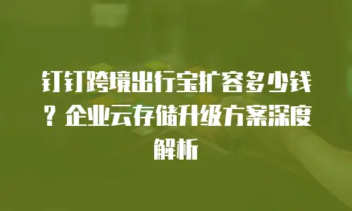 钉钉跨境出行宝扩容多少钱？企业云存储升级方案深度解析