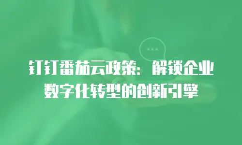 钉钉番茄云政策：解锁企业数字化转型的创新引擎