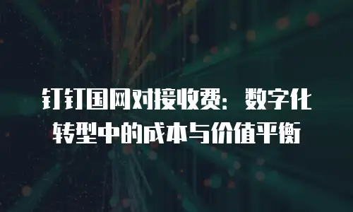 钉钉国网对接收费：数字化转型中的成本与价值平衡