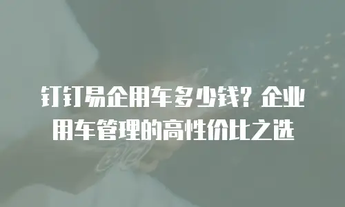 钉钉易企用车多少钱？企业用车管理的高性价比之选