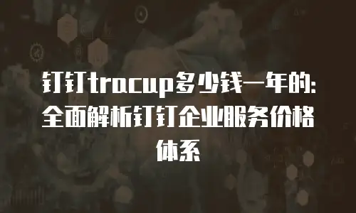钉钉tracup多少钱一年的：全面解析钉钉企业服务价格体系