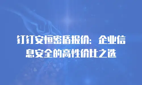 钉钉安恒密盾报价：企业信息安全的高性价比之选