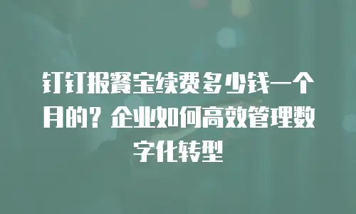 钉钉报餐宝续费多少钱一个月的？企业如何高效管理数字化转型