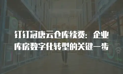 钉钉冠唐云仓库续费：企业库房数字化转型的关键一步