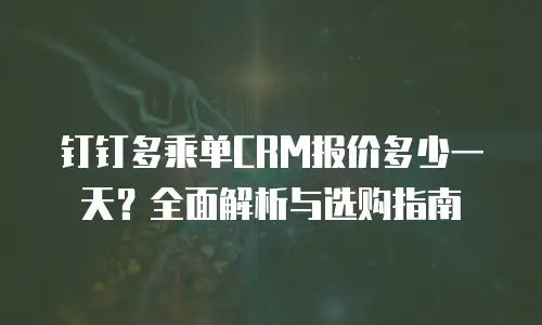 钉钉多乘单CRM报价多少一天？全面解析与选购指南