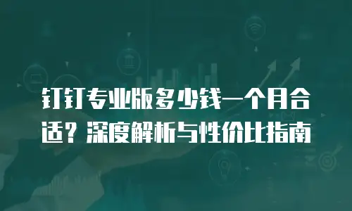钉钉专业版多少钱一个月合适？深度解析与性价比指南