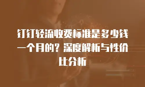 钉钉轻流收费标准是多少钱一个月的？深度解析与性价比分析