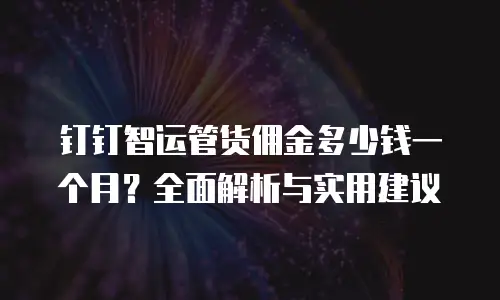 钉钉智运管货佣金多少钱一个月？全面解析与实用建议