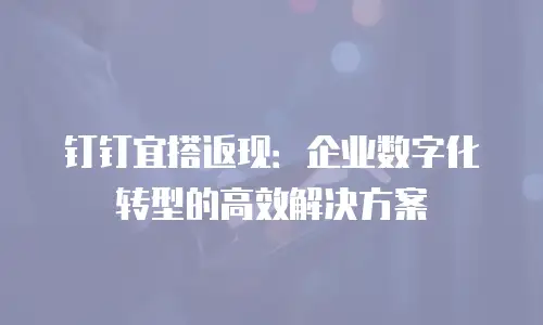 钉钉宜搭返现：企业数字化转型的高效解决方案