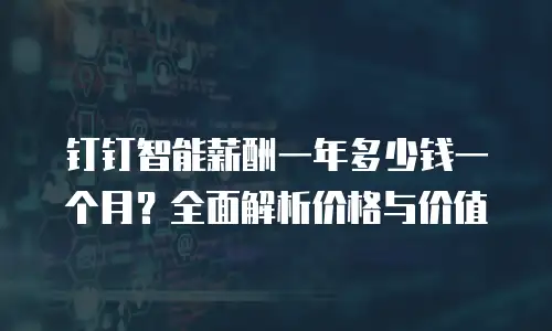 钉钉智能薪酬一年多少钱一个月？全面解析价格与价值