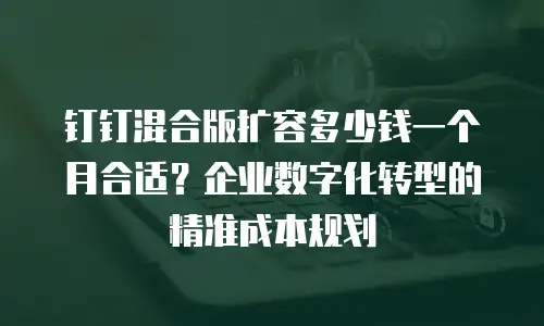 钉钉混合版扩容多少钱一个月合适？企业数字化转型的精准成本规划