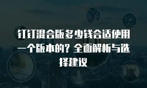 钉钉混合版多少钱合适使用一个版本的？全面解析与选择建议