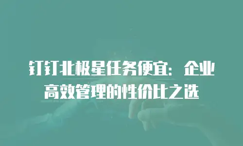 钉钉北极星任务便宜：企业高效管理的性价比之选