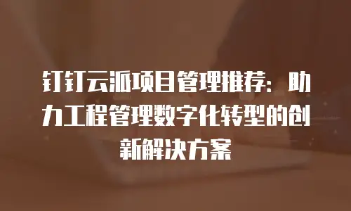 钉钉云派项目管理推荐：助力工程管理数字化转型的创新解决方案