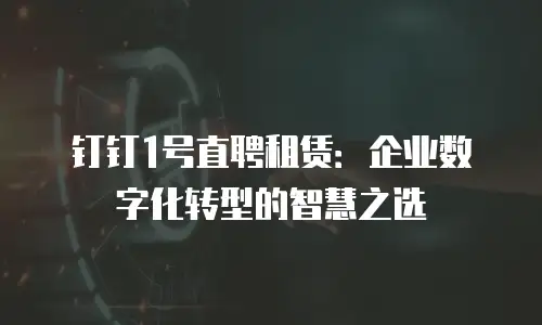 钉钉1号直聘租赁：企业数字化转型的智慧之选