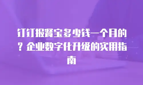 钉钉报餐宝多少钱一个月的？企业数字化升级的实用指南