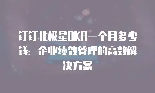 钉钉北极星OKR一个月多少钱：企业绩效管理的高效解决方案