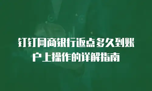 钉钉网商银行返点多久到账户上操作的详解指南